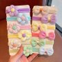 6pcs Kids' Elastic Hair Ties - Cute Flower & Bow Designs Gentle On Hair Perfect For Dress-Up Accessories