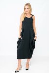 Niha Black Strappy Harem Midaxi Dress With Pockets