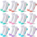 Bemeol Girls Socks 12 Pairs Ankle Athletic Socks Cotton Sports Sock For Little Big Kids 10-14 Years