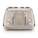 De'Longhi Icona Metallics 4SLICE Toaster Beige CTOT4003.BG