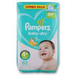 Pampers Baby-dry Baby Diapers Size 4+ Jumbo Pack - 62 Diapers