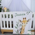 Fleece Blanket Sage Giraffe Leaf