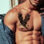 Cool Personality Dark And Black Fierce Eagle Tattoo Sticker Waterproof Can Hold For 1-3 Days