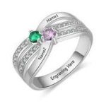 CRI103464 - 925 Sterling Silver Personalized Ring Names And Birthstones