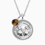 Engelsrufer Silver Gemini Tiger Eye Pearl With Zirconia Necklace