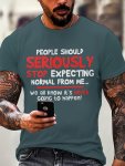 Letter Print T-Shirt Men's Casual Street Style Slightly Stretch Round Neck T-Shirt For Summer Outdoor