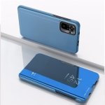 For Xiaomi Redmi Note 10 Pro Plated Mirror Horizontal Flip Leather Case With Holder Blue