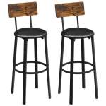 Panama Rustic Bar Stools With Backrest Set Of 2