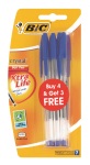 BIC Crystal Medium Xtra Life Ballpoint Pens - Blue Blister Of 4+3