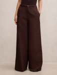 Matilda Linen Blend Wide Leg Pants - 16 Chocolate Freckle