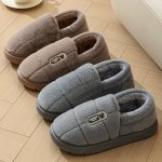 Casual Striped Fabric Slippers For Men And Women - Eva Sole Slip-on Comfort Slippers Round Toe Warm Cotton Slipper For Fall wint