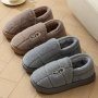 Casual Striped Fabric Slippers For Men And Women - Eva Sole Slip-on Comfort Slippers Round Toe Warm Cotton Slipper For Fall/winter Thick Anti-slip Soft