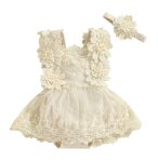 Floral Lace Off White Romper Dress