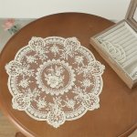 Elegant Vintage Lace Tablecloth With Crochet Floral Design - Perfect For Heat-resistant Table Protection Air Fryer Dust Cover & 
