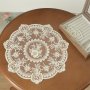 Elegant Vintage Lace Tablecloth With Crochet Floral Design - Perfect For Heat-Resistant Table Protection Air Fryer Dust Cover & Home Decor | Machine Washable Polyester Round Shape