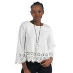 Laser Cut Border Top - Off White L xl