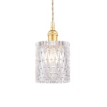 Vintage Vans Cut Glass Pendant Light Satin Gold