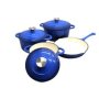 7-PIECE Branded Cast Iron Dutch Oven Cookware Set Blue