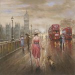 Vintage London Street Wall Art Canvas Painting 1 1000 X 1000