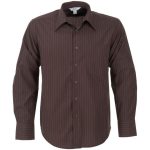 Mens Long Sleeve Manhattan Striped Shirt Brown Old