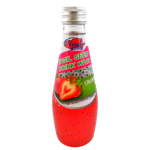 Basil Seeds Strawberry Flavor Juice Sabja Seeds Strawberry Juice 290ML - Refreshing Tropical Drink For Cooling Refreshment Deliv