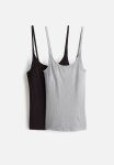 Mama 2-PACK Nursing Strappy Tops - Light Grey & Black