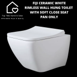 Fiji Ceramic White Rimless Wall Hung Toilet With Soft Close Seat - Pan Only