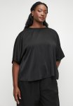Edit Satin Shell With Back Pleat Detail Plus - Black