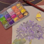 20-COLOR Pearl Watercolor Paint Set - Solid Pigment Blocks For Traditional Chinese Painting Tangka Calligraphy And Color Artwork