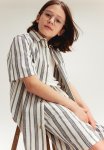 Short-sleeved Cotton Shirt - White Striped