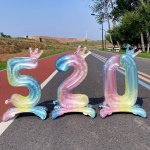 1PC 32-INCH Rainbow Colorful Standing Number Foil Balloon For Birthday Party Decoration Self-inflating Number Shaped Balloon For