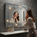 Square Crushed Crystal Decorative Wall Mirror