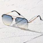 Classic Double Bridge Glasses Retro Semi-rimless Frog Mirror Design Outdoor Driving Eyewear