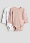 2-PACK Long-sleeved Bodysuits - Light Pink hearts
