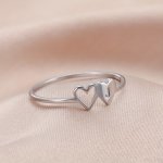 1PC Double Hearts Stainless Steel Ring For Men Simple Rings Fashion Jewelry Engagement Gift For Lovers