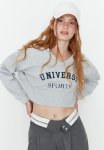 Crop V-neck Thin Sweatshirt - Grey