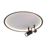 Ceiling LED Ring Light With Double Spotlights Black