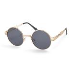 Black Round Patterned Temple Frame Sunglasses