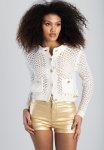 Sissy Boy Grace Upon Grace: Sequin Cardigan With Gold Buttons - Cream