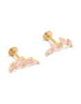 Goldair Gold Plated Surgical Steel Pink Cubic Zirconia Flat Back Crawler Studs