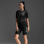 Women's Aero Hex Sleeved Trisuit - Aerodynamic Race Suit - Black Xlarge