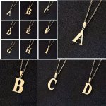 1PC Golden Initial Letter Pendant Necklace Simple Alphabet Initial Jewelry A To Z Elegant Birthday Gift For Boys And Girls