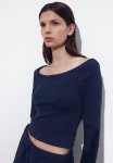 Boat-neck Cotton Top - Blue