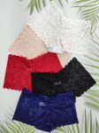 5PCS Floral Lace Boyshort Panties Soft & Comfortable Scallop Trim Panties Women's Lingerie & Underwear
