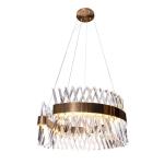 Round LED Crystal And Metal Chandelier Light Gold