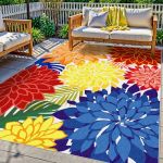 Colorful 3X5 Washable Rug For Living Room Tropical Botanical Modern Floral Chenille Area Rugs Low Pile Non Slip Carpet For Patio