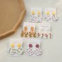 Bohemian Style Colorful Floral Doodle Oval Clay Texture Dangle Earrings For Women Vacation Party Accessory 1 Pair