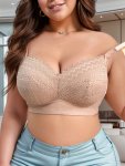 Women's Plus Sexy Bra Plus Size Geo Pattern Full Cover Push Up Comfort Lace Bra