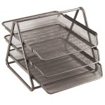 M700S Wire Mesh Metal Desk Letter Tray Set - 3-TIER - Silver