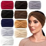 1PCS Retro Wide Brimmed Headband Solid Color Knotted Elastic Hair Band Headband Turban Hair Accessories